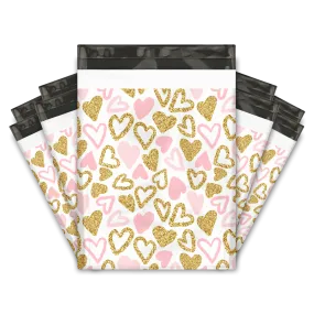 10x13 Pink Hearts Designer Poly Mailers Shipping Envelopes Premium Printed Bags