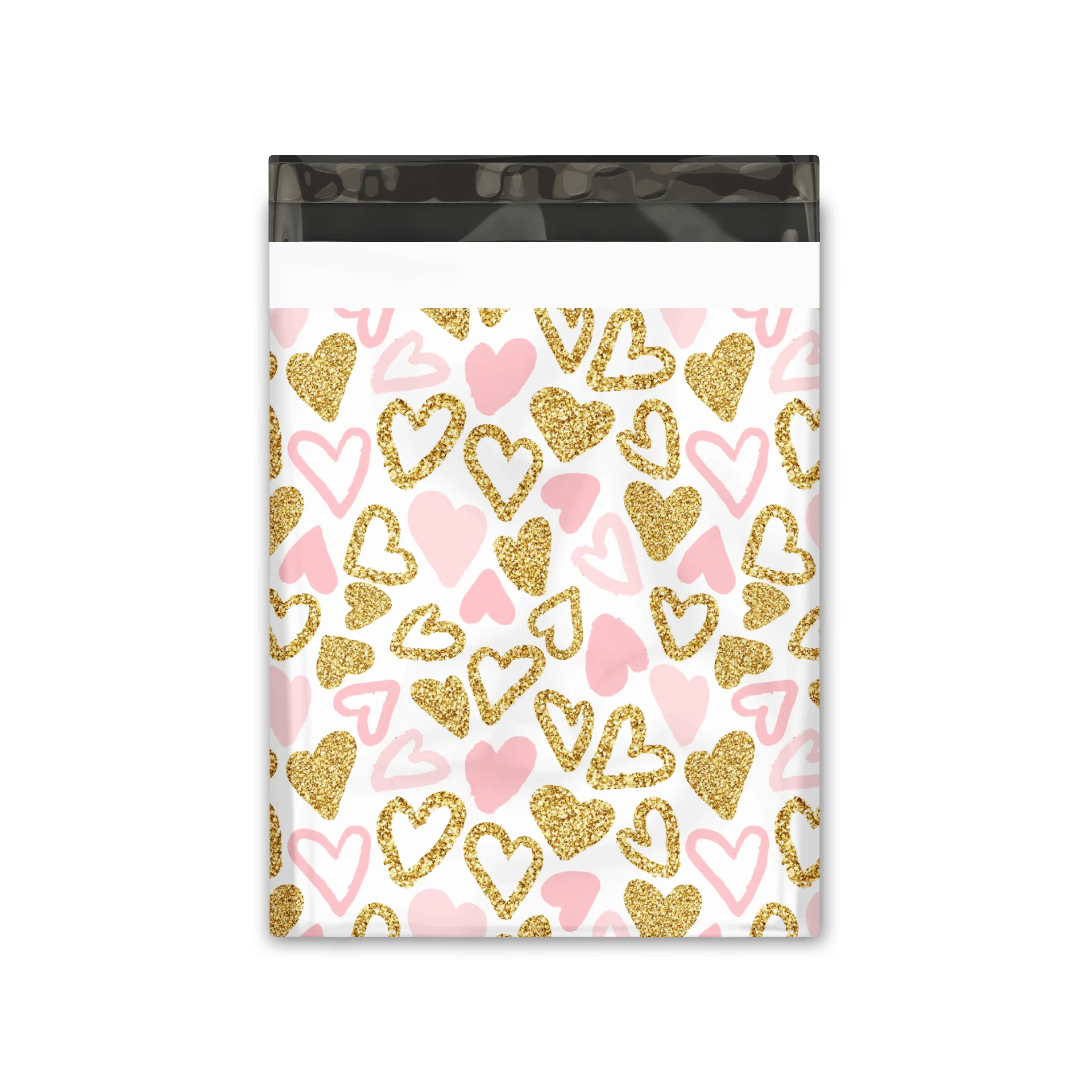 10x13 Pink Hearts Designer Poly Mailers Shipping Envelopes Premium Printed Bags