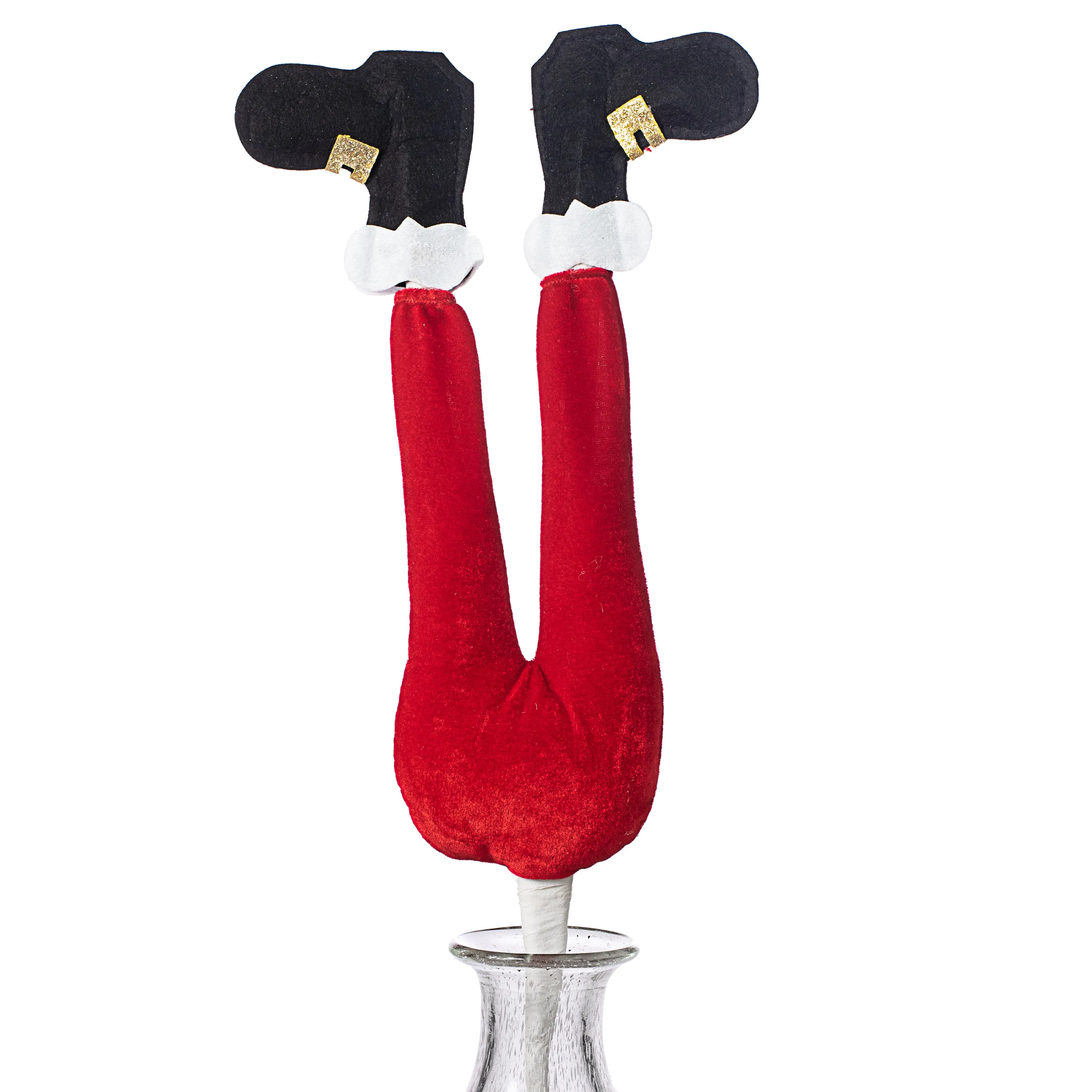 25" Velvet Santa Leg Spray