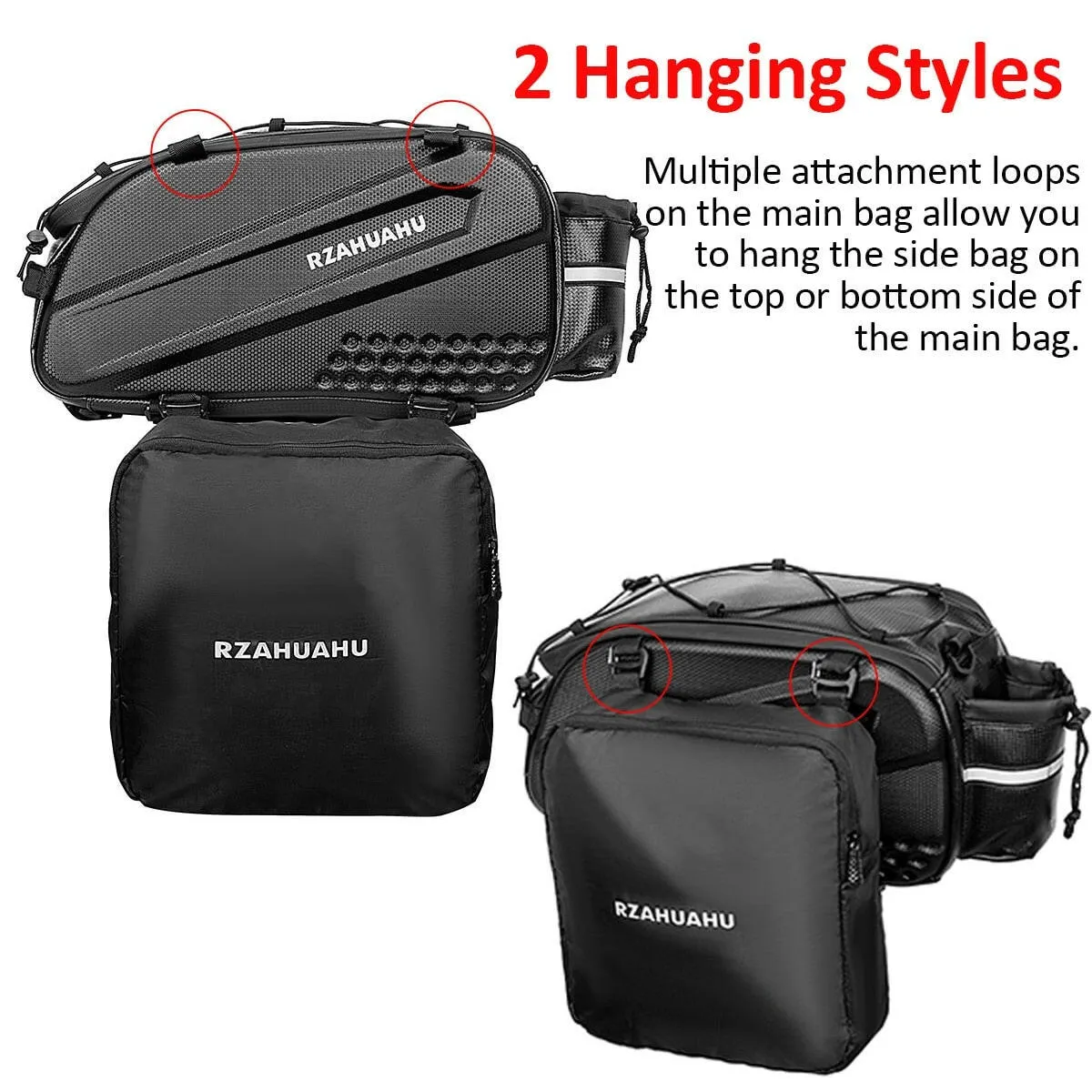 3-in-1 Bike Rack Bag Waterproof Bicycle Rear Seat Bag with 2 Side Hanging Bags Cycling Cargo Luggage Bag Pannier