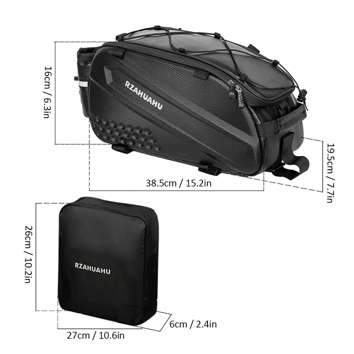 3-in-1 Bike Rack Bag Waterproof Bicycle Rear Seat Bag with 2 Side Hanging Bags Cycling Cargo Luggage Bag Pannier