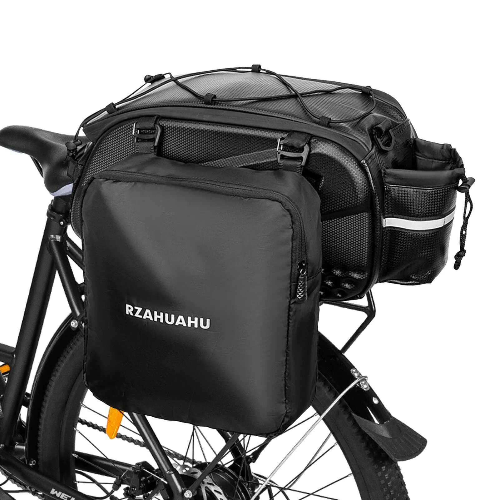 3-in-1 Bike Rack Bag Waterproof Bicycle Rear Seat Bag with 2 Side Hanging Bags Cycling Cargo Luggage Bag Pannier