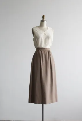 almond wool midi skirt