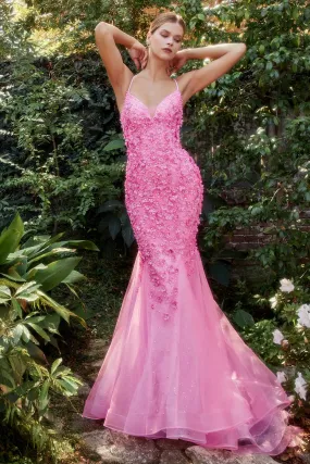 ANDREA & LEO A1201 Floral Beaded Tulle Mermaid Dress