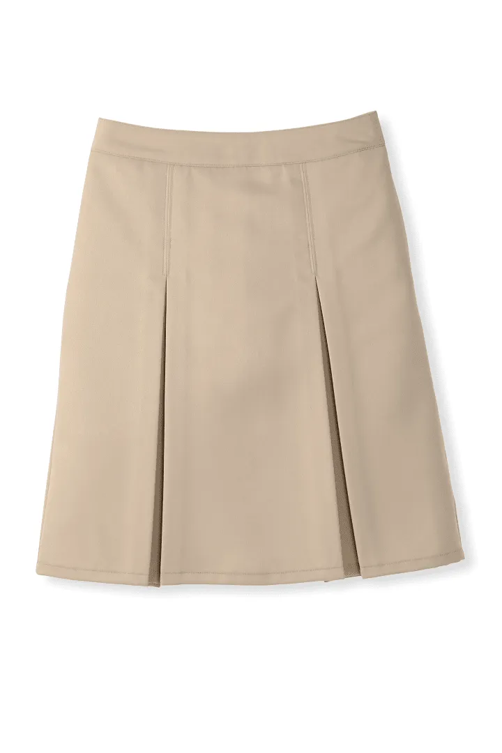 At The Knee Box Pleat Skirt with Pockets - Khaki