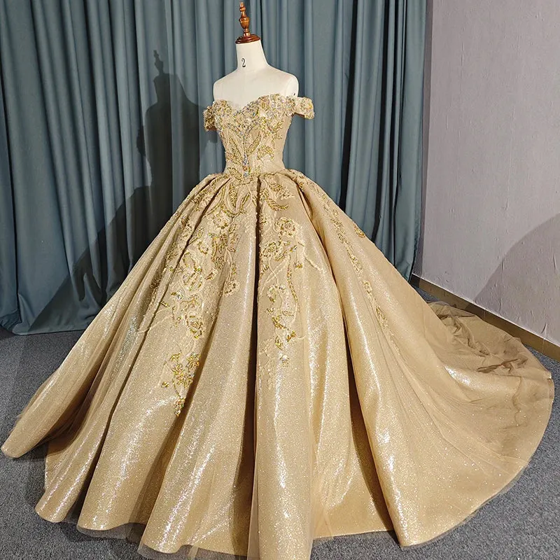 Ball Gown Quinceañera Dress Dress Pleat Gold