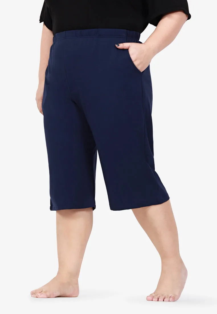 Beatrice Home Cotton Bermuda Shorts - Navy Blue