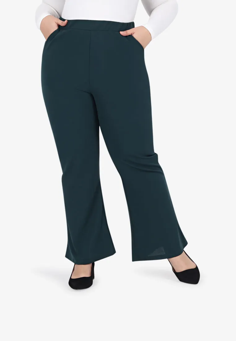 Bellanne Simple Bell Leg Pants - Dark Green