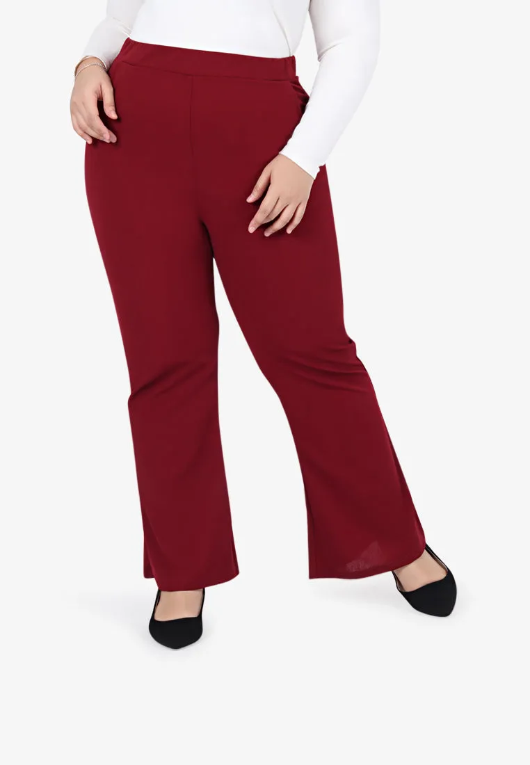 Bellanne Simple Bell Leg Pants - Maroon