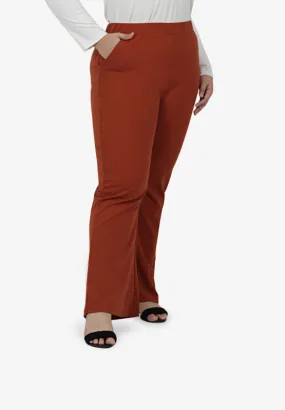 Bellanne Simple Bell Leg Pants - Sunset Brown