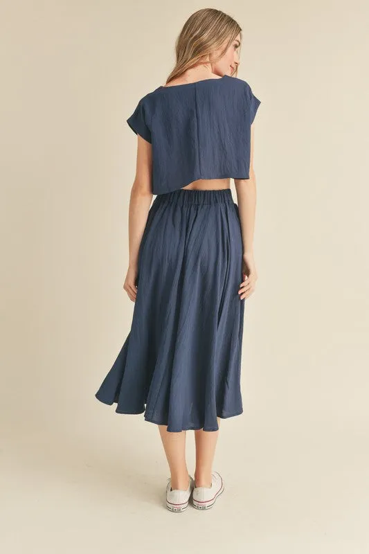 Birdie Crop Top & Midi Flare Skirt Set