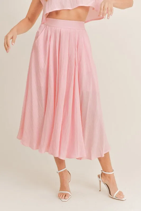 Birdie Crop Top & Midi Flare Skirt Set