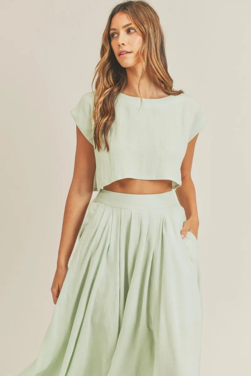 Birdie Crop Top & Midi Flare Skirt Set