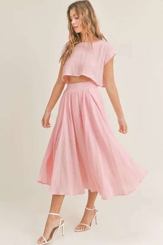 Birdie Crop Top & Midi Flare Skirt Set