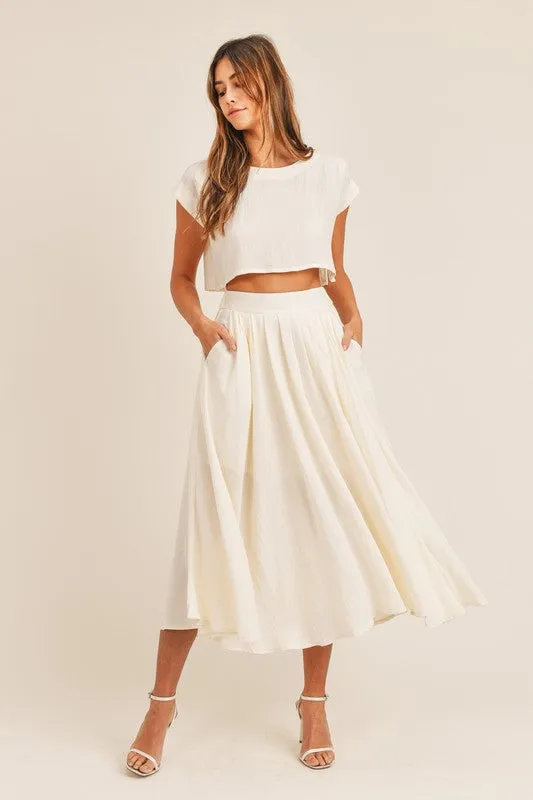 Birdie Crop Top & Midi Flare Skirt Set