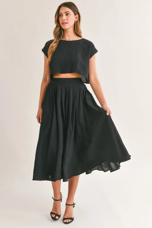 Birdie Crop Top & Midi Flare Skirt Set