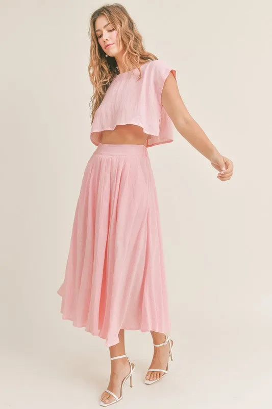 Birdie Crop Top & Midi Flare Skirt Set