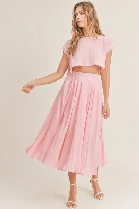 Birdie Crop Top & Midi Flare Skirt Set