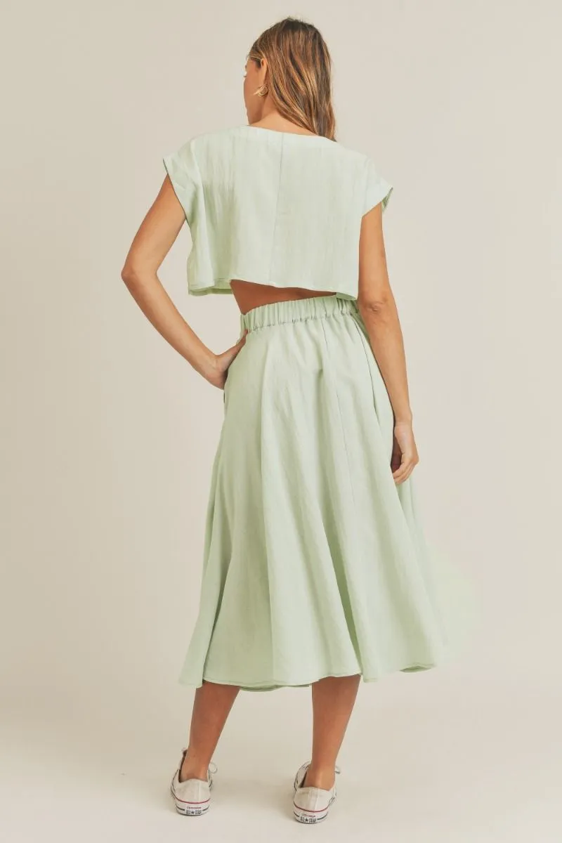 Birdie Crop Top & Midi Flare Skirt Set