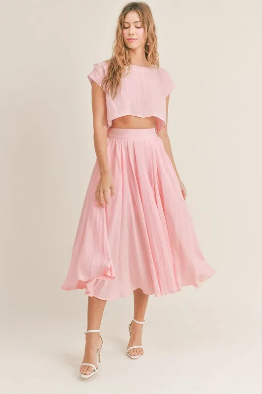 Birdie Crop Top & Midi Flare Skirt Set