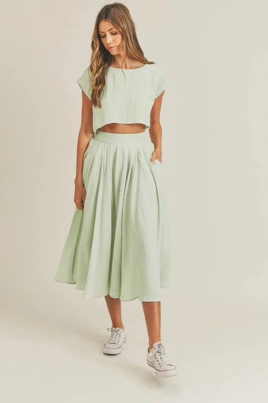 Birdie Crop Top & Midi Flare Skirt Set