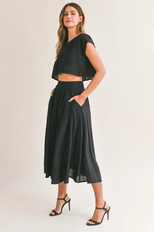 Birdie Crop Top & Midi Flare Skirt Set