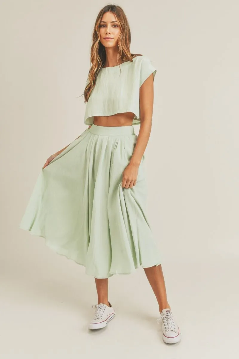 Birdie Crop Top & Midi Flare Skirt Set