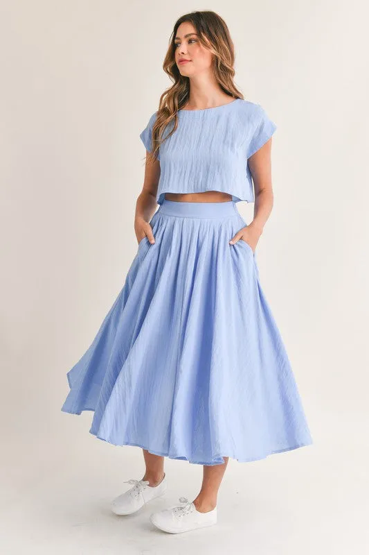 Birdie Crop Top & Midi Flare Skirt Set