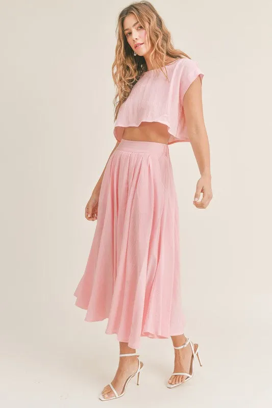 Birdie Crop Top & Midi Flare Skirt Set