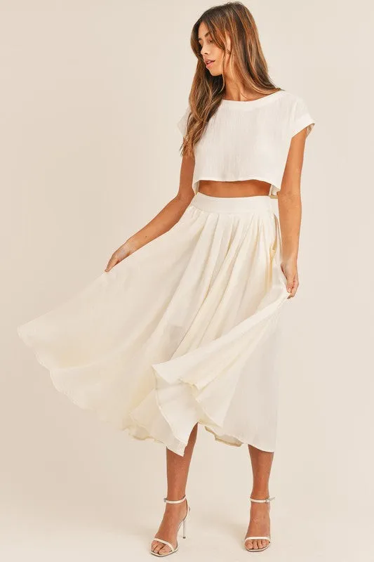 Birdie Crop Top & Midi Flare Skirt Set