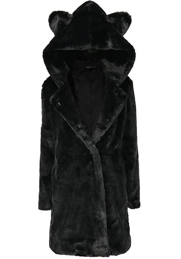 Black Cat | FAUX FUR COAT