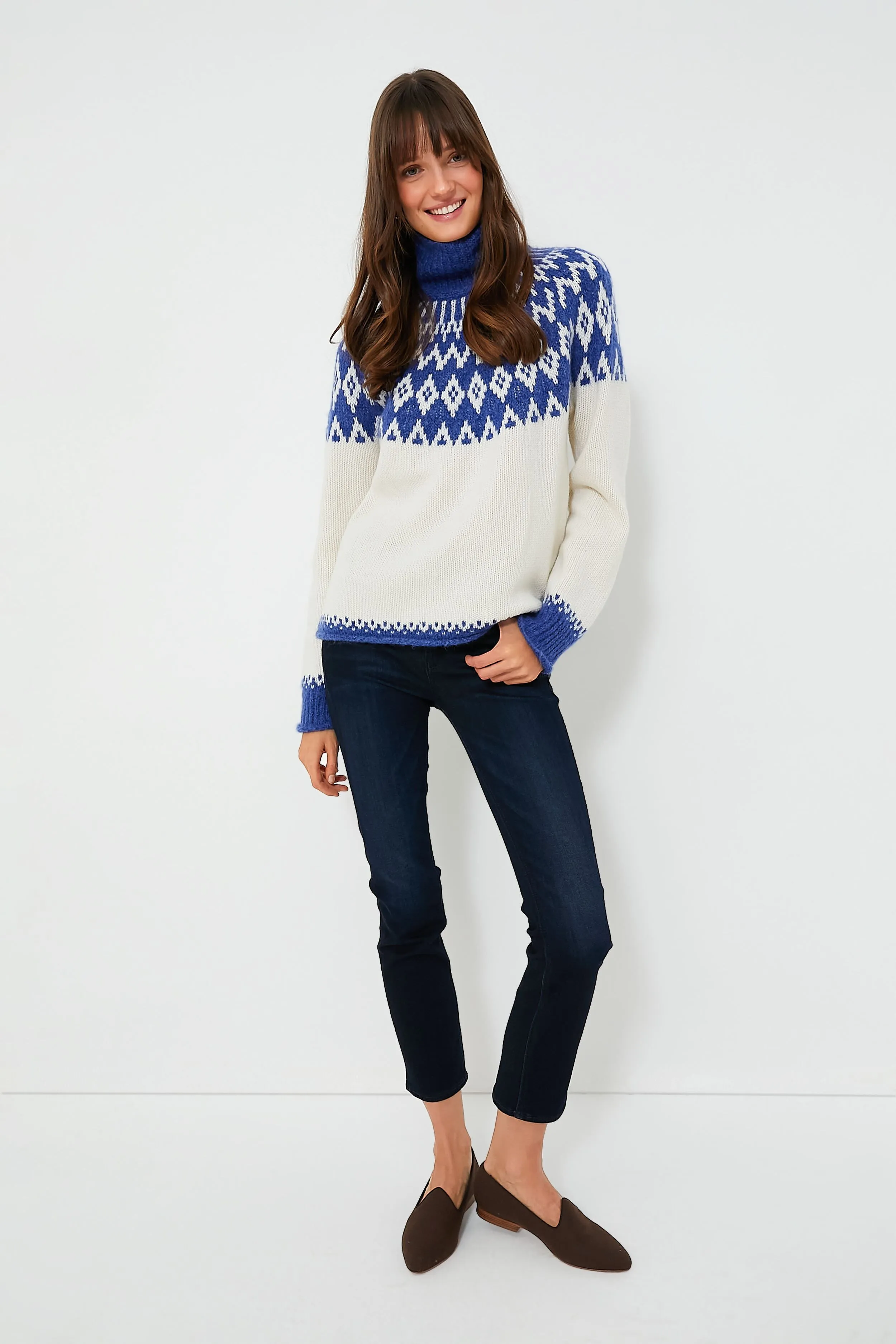 Blue Combo Bailey Fair Isle Turtleneck