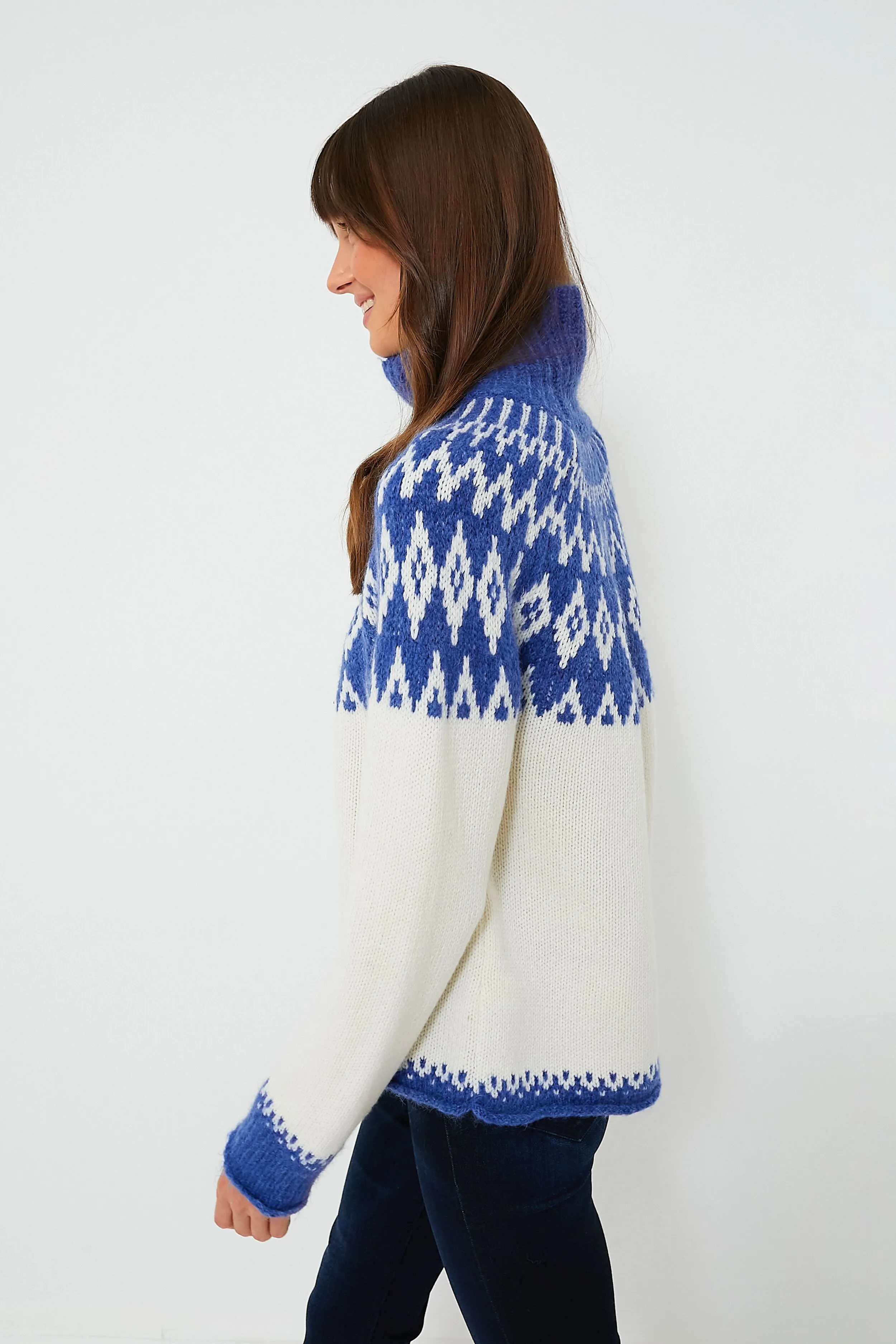 Blue Combo Bailey Fair Isle Turtleneck