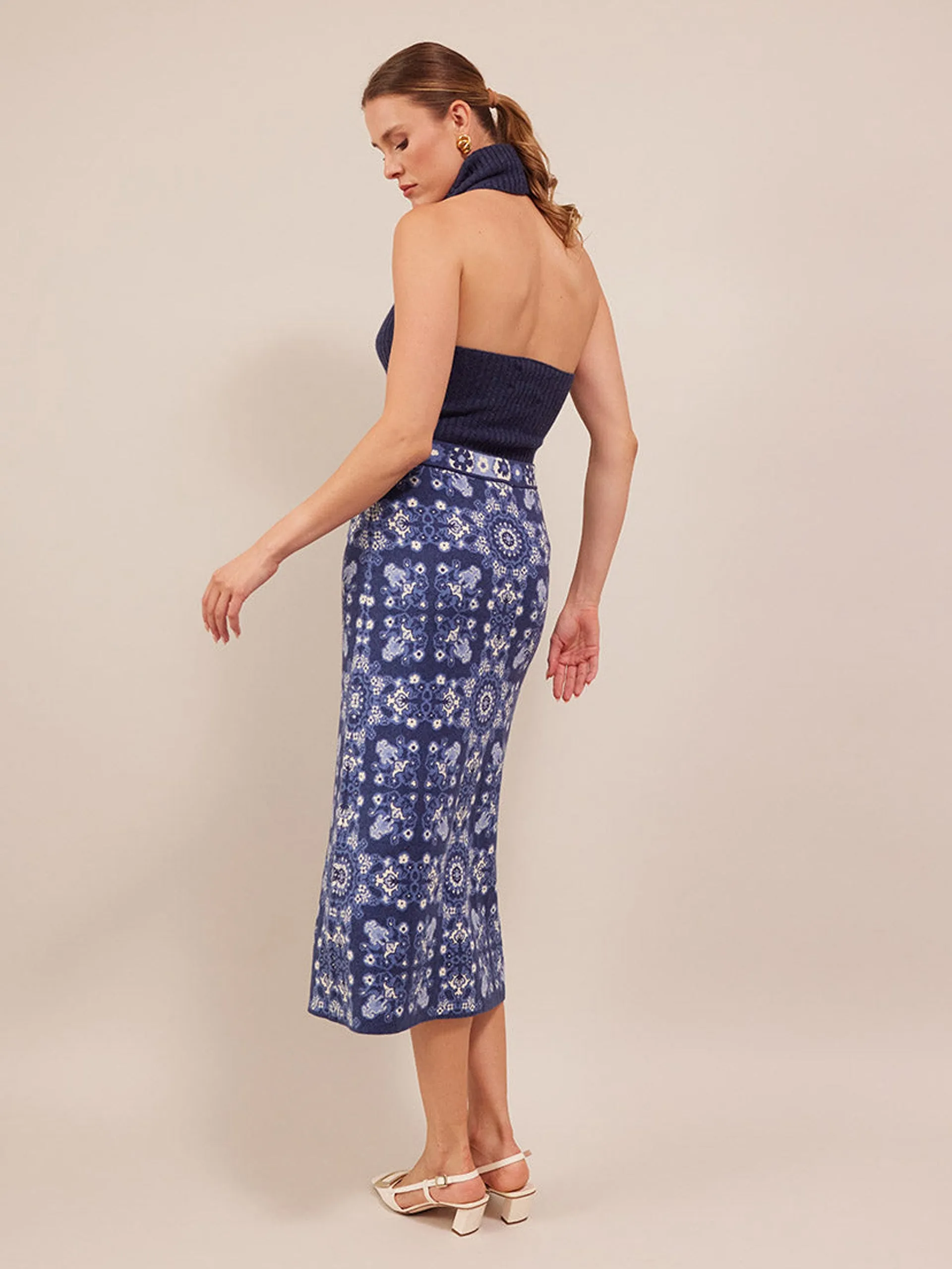 Blue rita tile Clara skirt