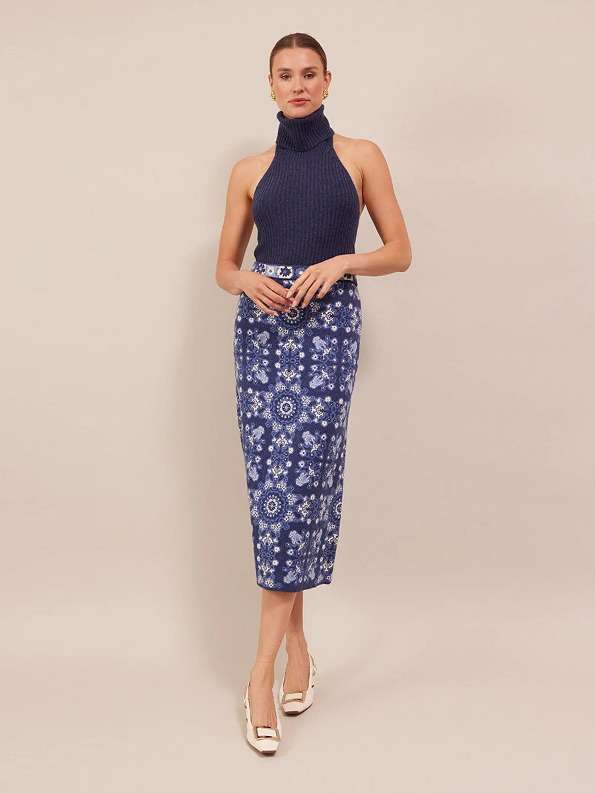 Blue rita tile Clara skirt