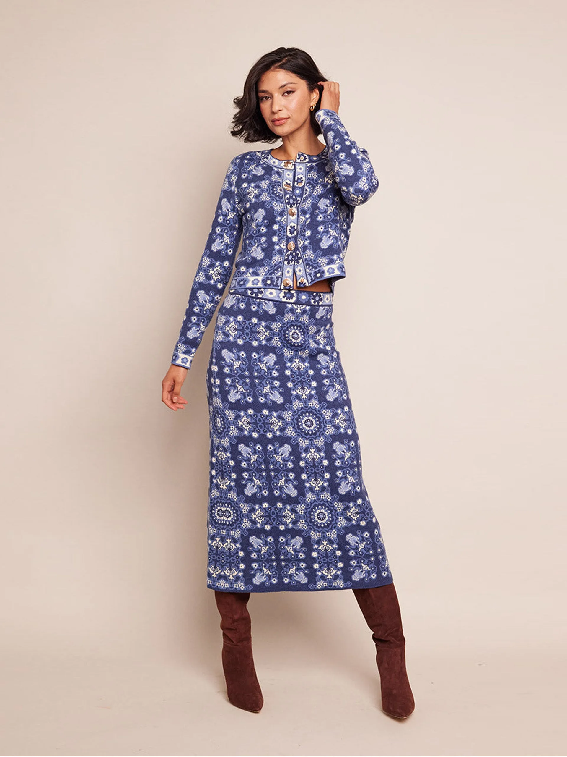 Blue rita tile Clara skirt