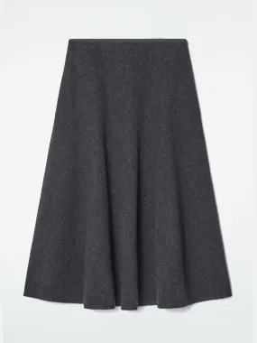 Boiled-wool midi skirt