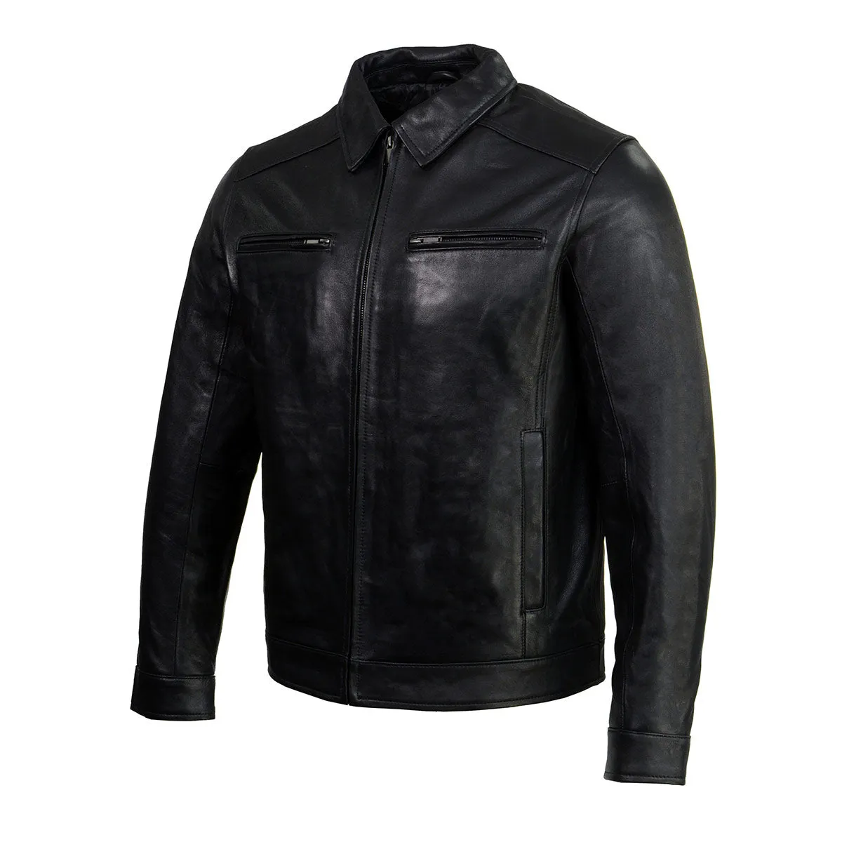 Boston Harbour 1.0 Men's Black New Zealand Lamb Leather Fashion Car Coat Jacket SFM1899