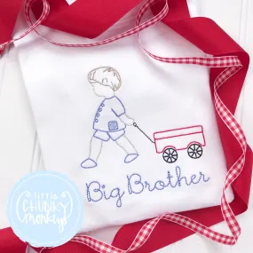 Boy Shirt - Big Brother Pulling Wagon