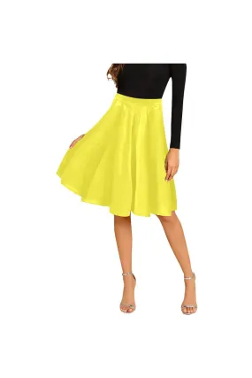 Bright Mustard Melete Pleated Midi Skirt