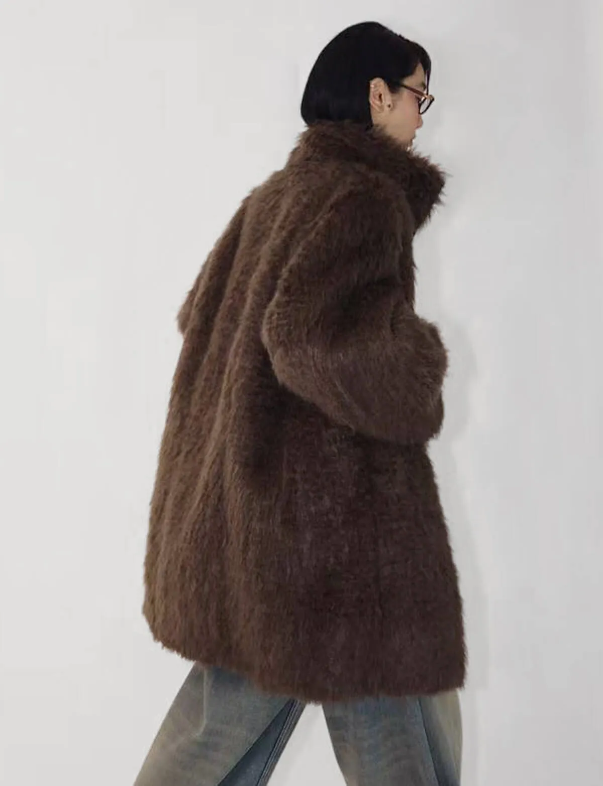 Brown  Faux Fur Coat