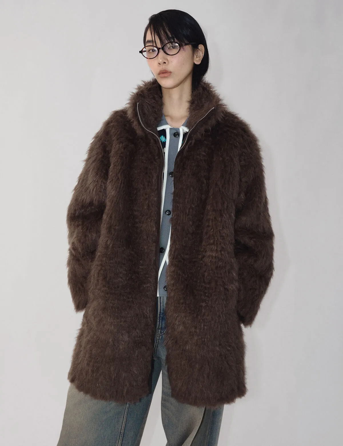 Brown  Faux Fur Coat