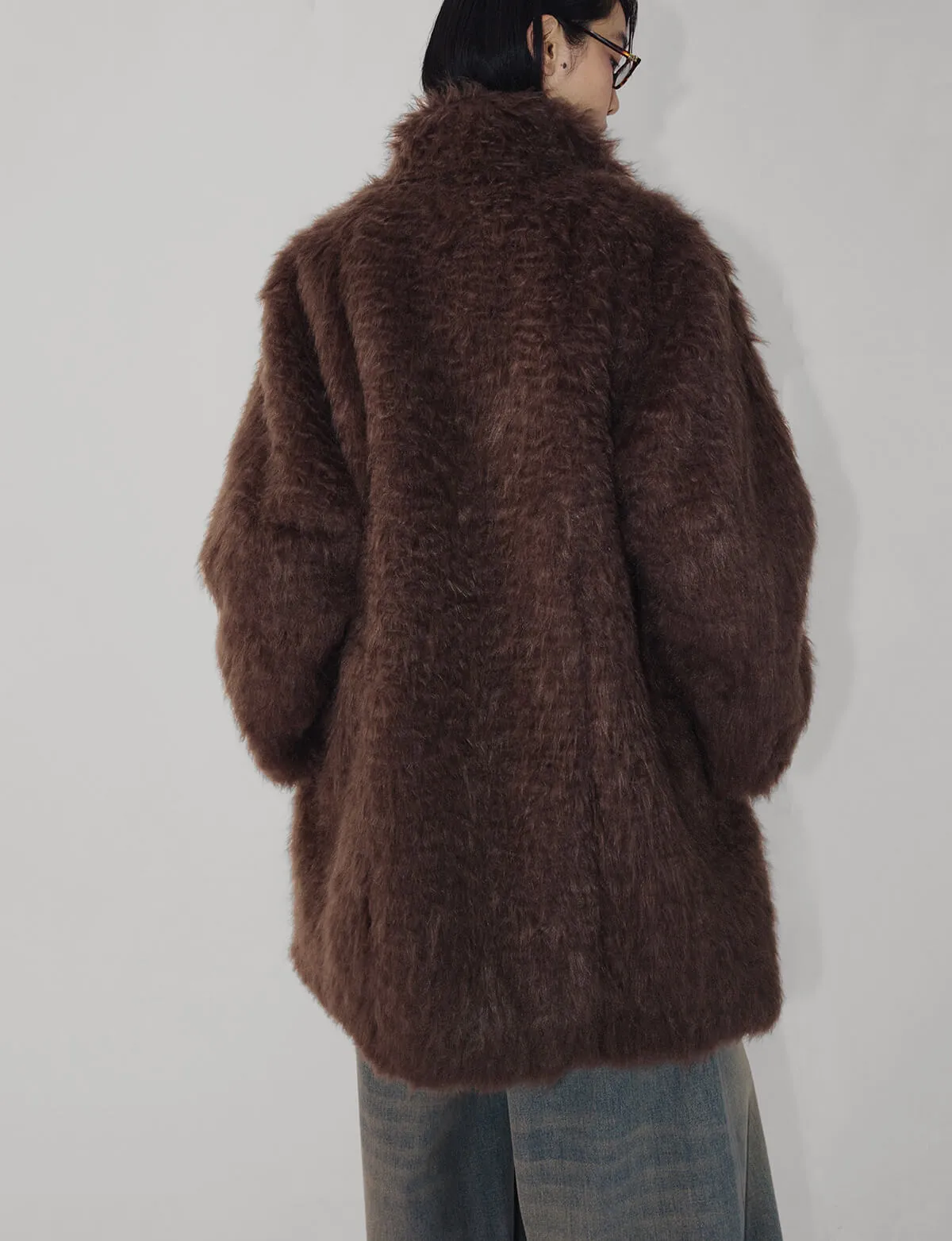 Brown  Faux Fur Coat