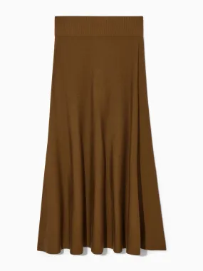 Brown knitted midi skirt