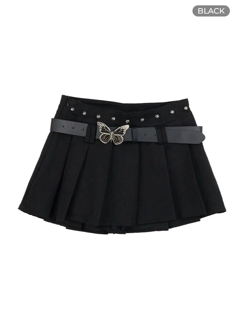 Buckle Pleated Mini Skirt OG407