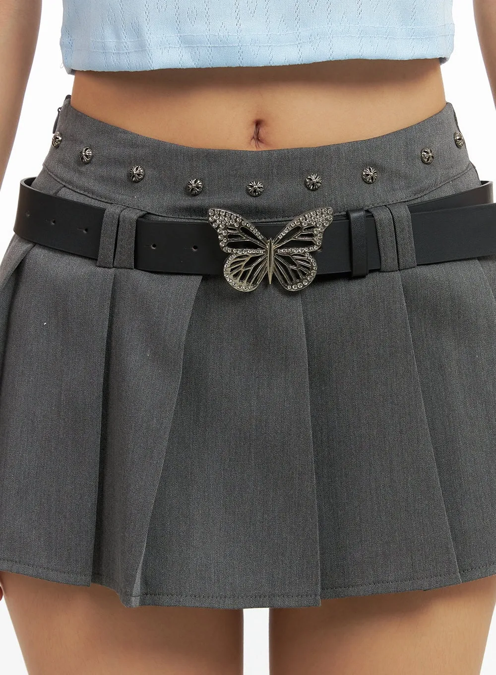 Buckle Pleated Mini Skirt OG407