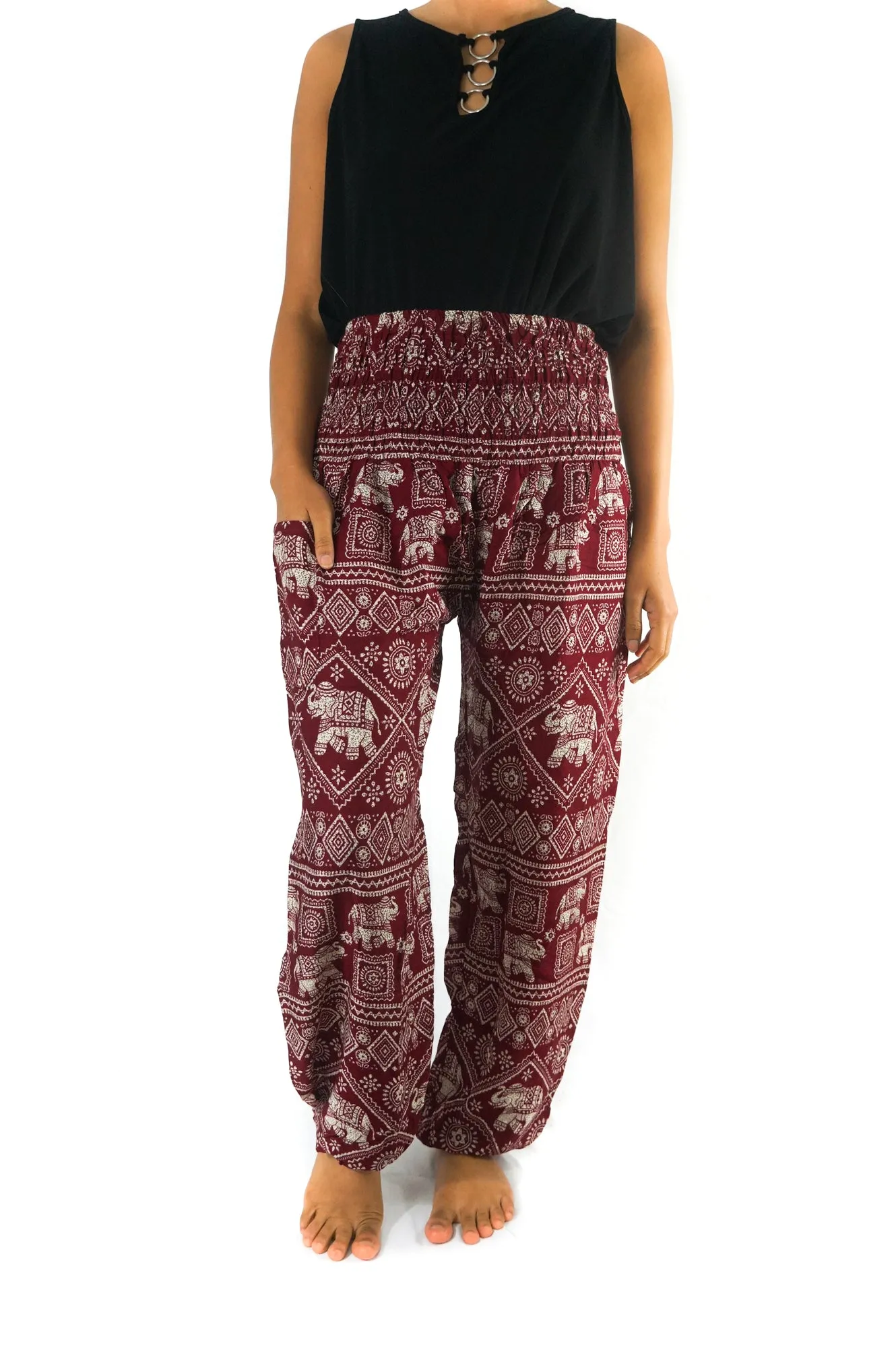 Burgundy ELEPHANT Pants Women Boho Pants Hippie Pants Yoga