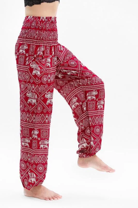 Burgundy ELEPHANT Pants Women Boho Pants Hippie Pants Yoga