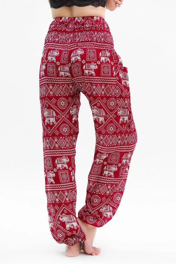 Burgundy ELEPHANT Pants Women Boho Pants Hippie Pants Yoga