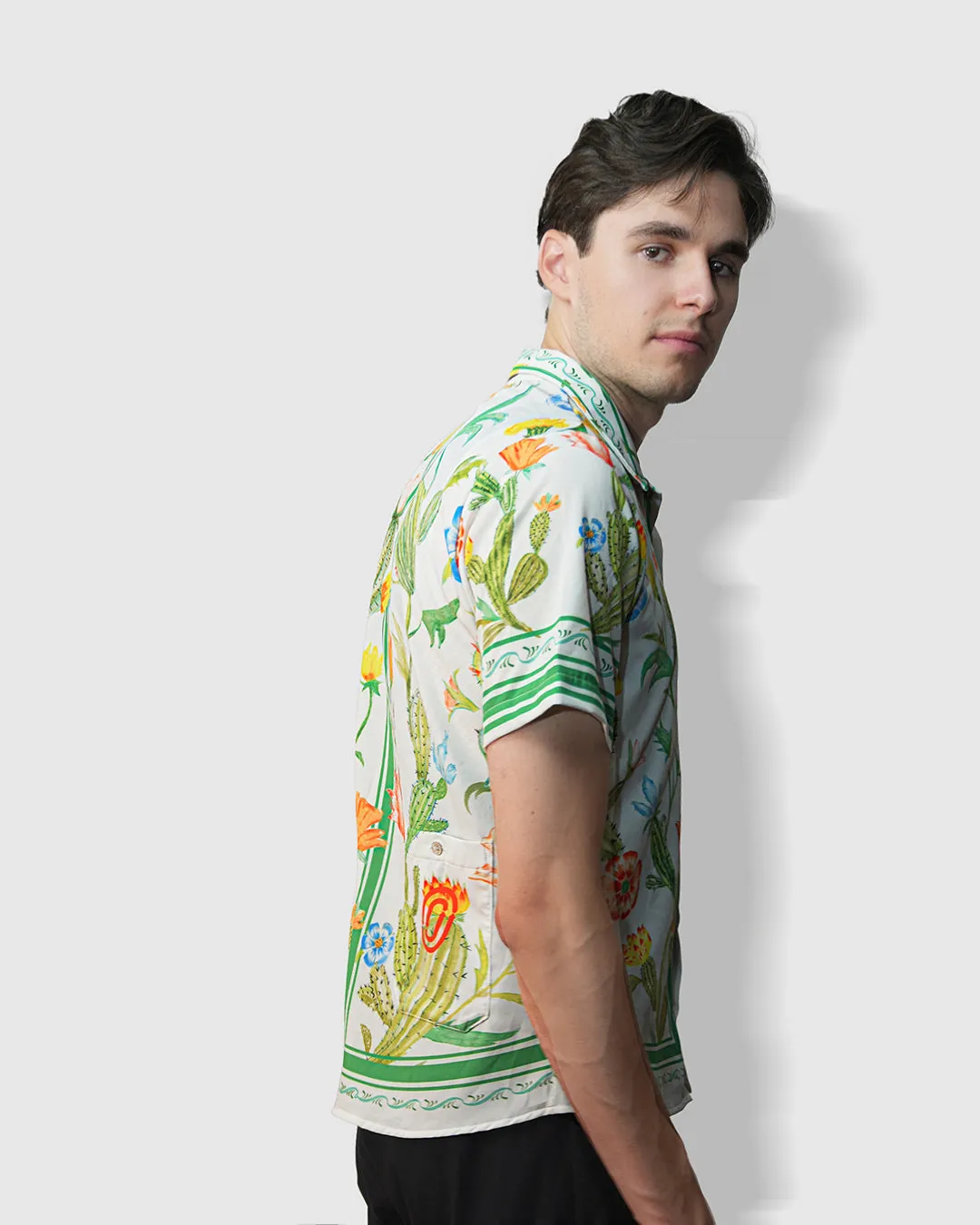 Cactus Flower Resort Shirt Upcycle